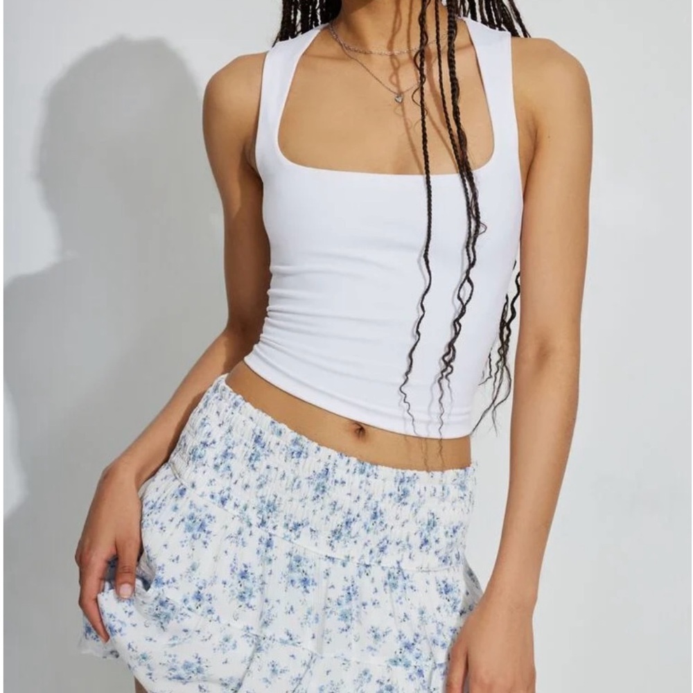 Garage Smocked Mini Skort White & Blue